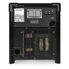 Panel trasero de la soldadora Miller Auto Deltaweld 500 575V mostrando los diagramas de conexión para robot y la placa de datos eléctricos.